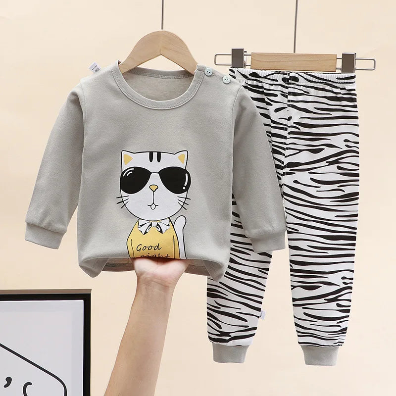 Baby Boys Clothes Sets cotton Bear Boys Girls Long Sleeve Top +Pants 2pcs Kids Clothes pajamas Suit