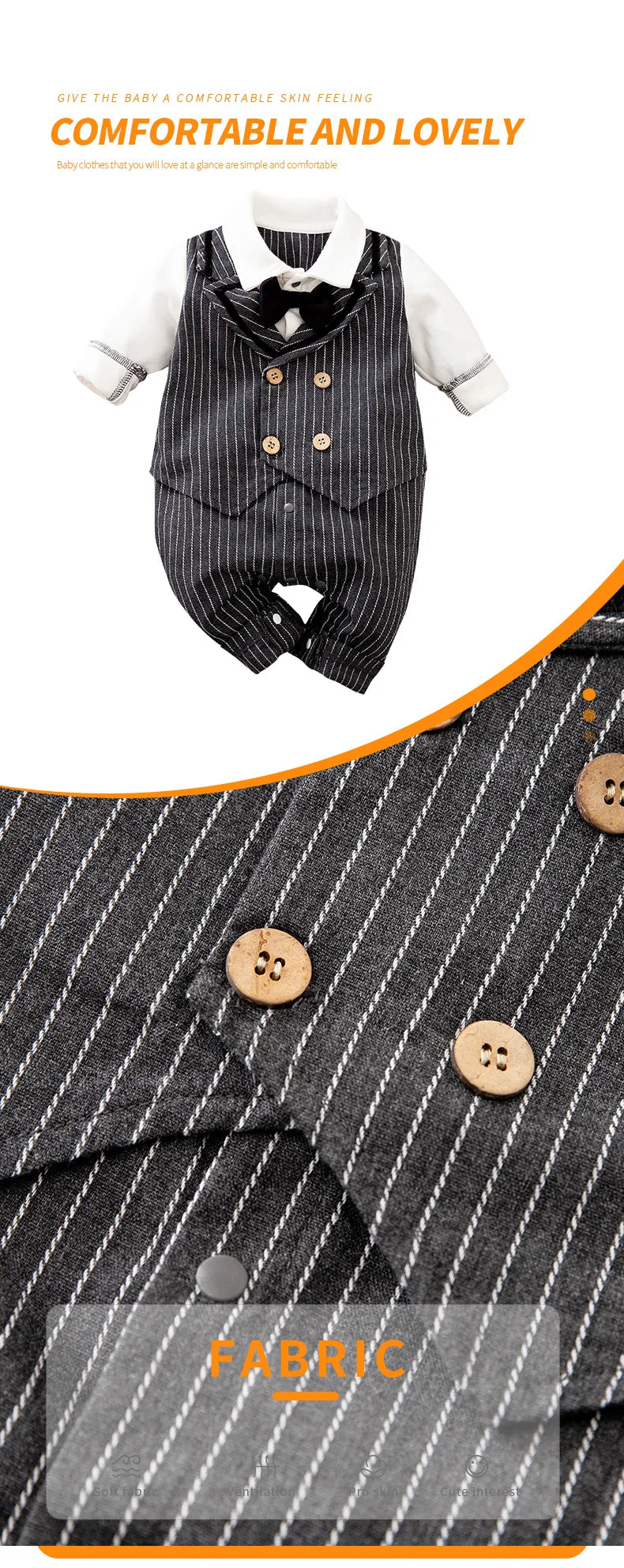 Baby Boys Outfit Infant Clothes Gentleman Suits Long Sleeve Toddler Onesie Costume Romper Jumpsuit Spring and Autumn Trendy Cool