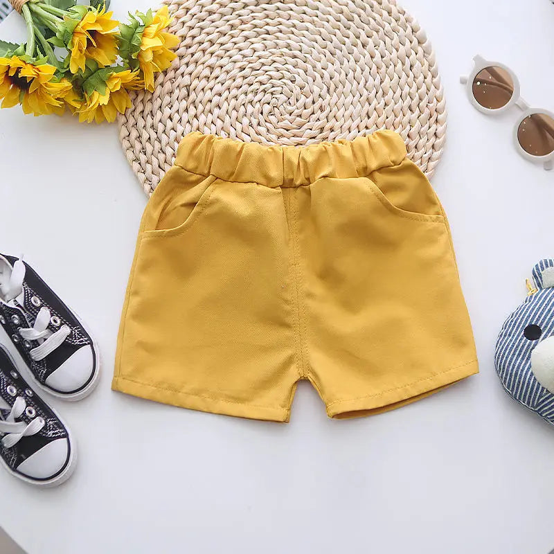 Summer Toddler Baby Boys Girls Short Sleeve Solid Jacket Clothes Set Solid Boys Girl Casual Shorts 2pcs Suit Cute Kids Outfits