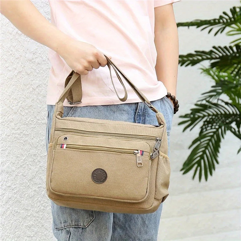 Canvas Crossbody Bag Men's One Shoulder Retro Tool Bag Travel Simple Messenger Bag