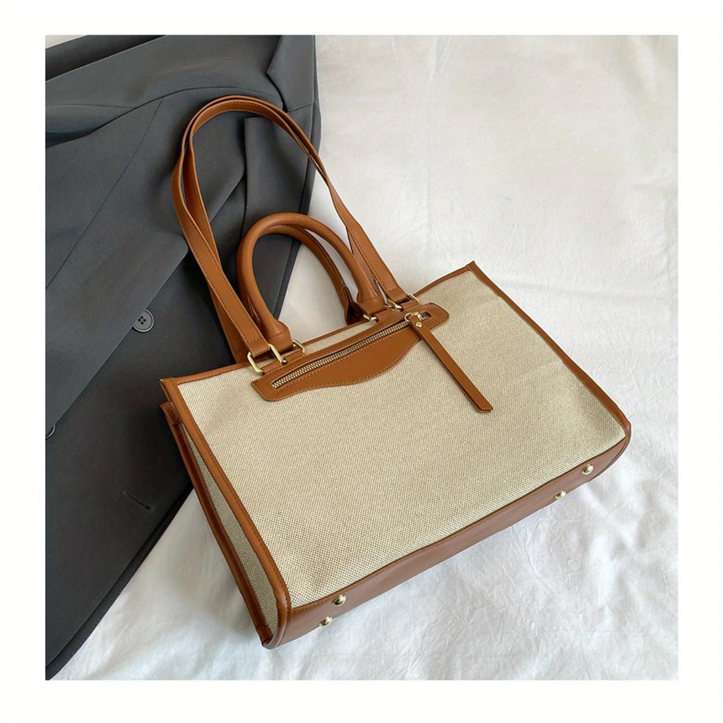 large-capacity women's leisure canvas bag, simple single-shoulder commuter bag Tote bag, suitable for daily commuting