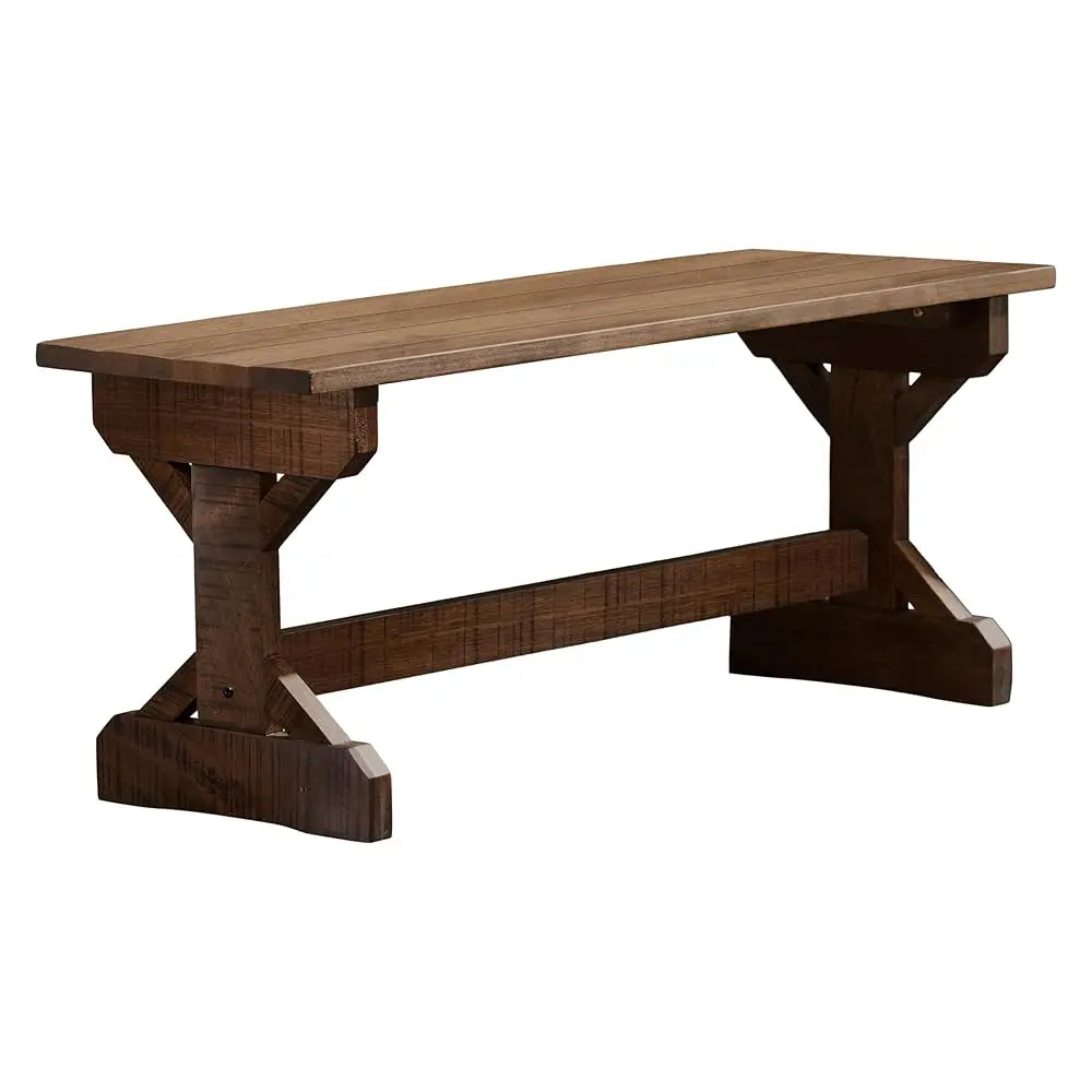 46"" Meranti Wood Farmhouse Bench With Walnut Stain, Designed For Indoor And Outdoor Use, Entryway, Living Room, Garden, Patio,