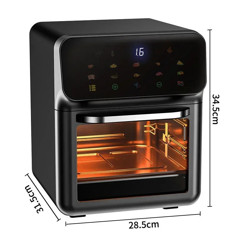 10L Electric Air Fryer Large Capacity Convection Oven Deep Fryer Without Oil Kitchen 360°Baking Viewable Window Home Appliance