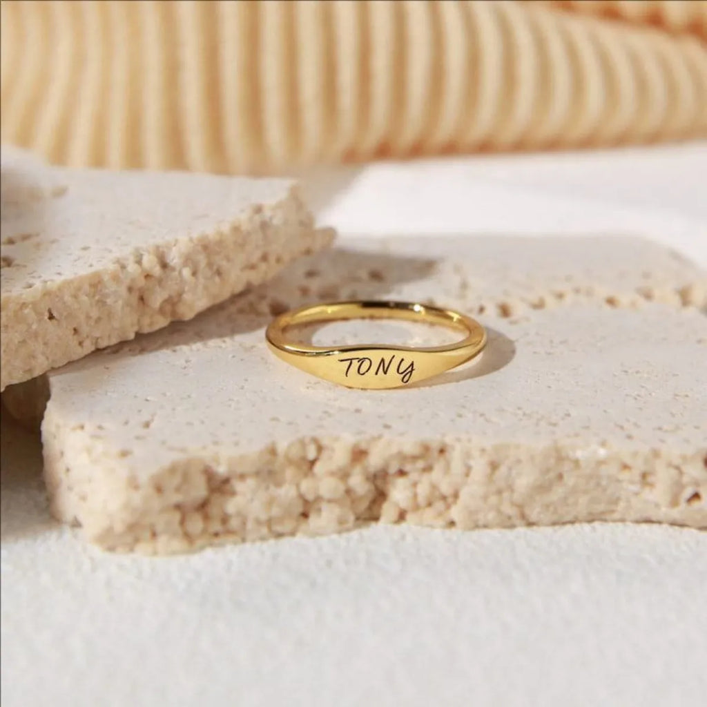 Custom Name Ring Skinny Custom Stackable Engraved Ring Bridesmaids Gift Baby Name Mothers Gift Personalized Gift For Her