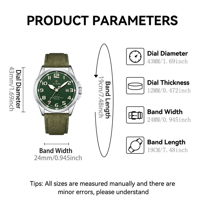 Seagull Luxury Bracelet Military Men Watch Automatic Mechanical Watches For Men Wear Resistant Leather Strap Luminous Clock D581