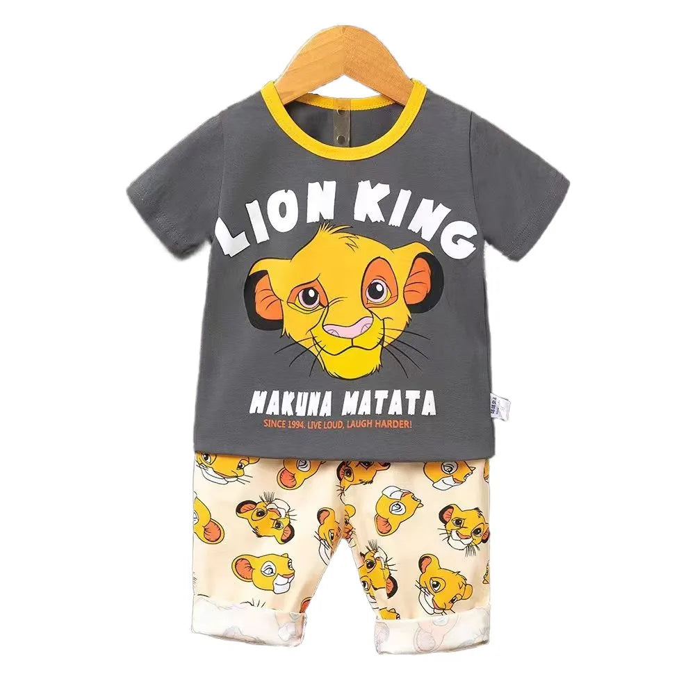 0-3year Old Baby boys Clothes set Outfits Summer Short Sleeved T-shirt Sets Toddler Costume Printed Cartoon Cute boys Suits