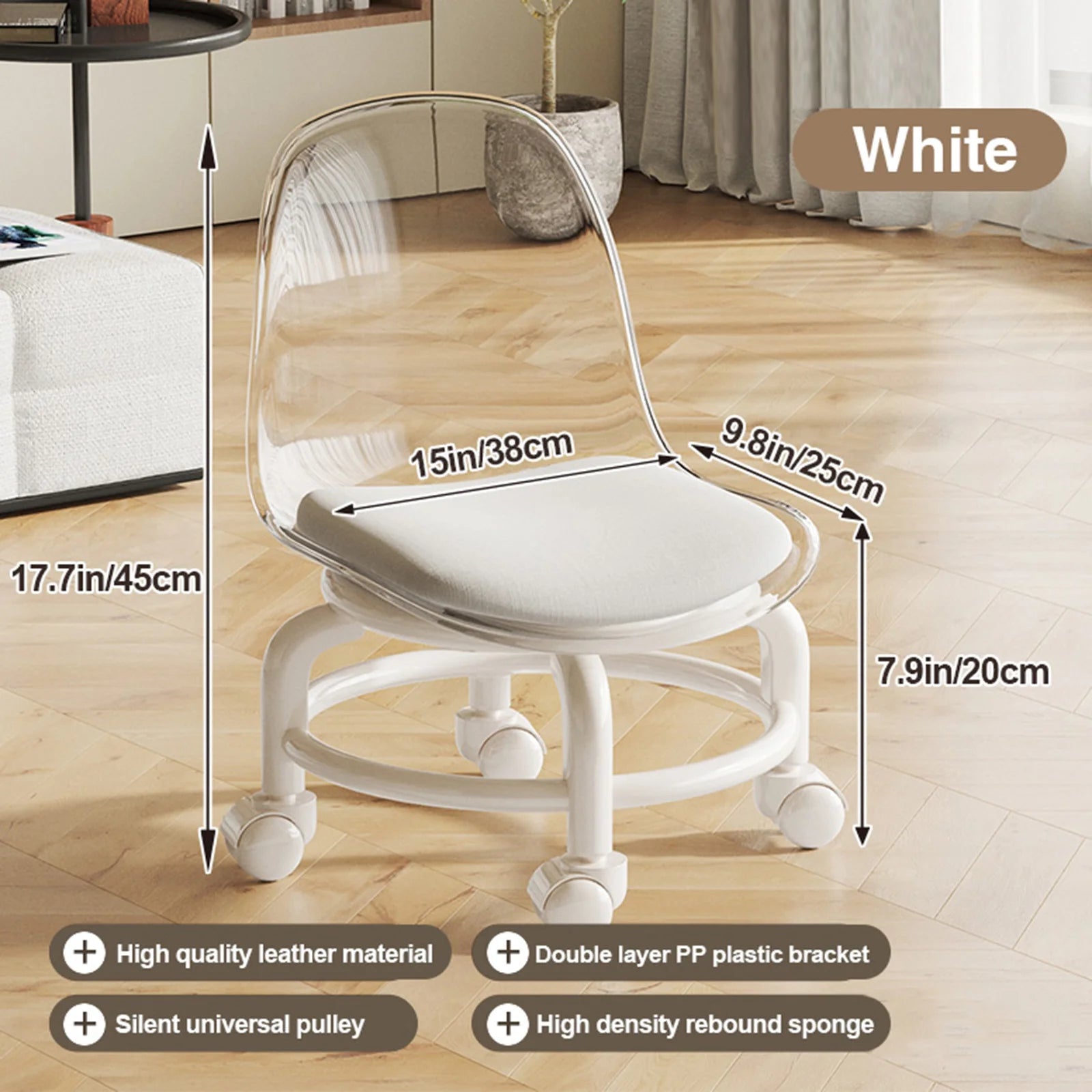 Universal wheel small stool household pulley low stool backrest strong and durable portable outdoor mobile small bench