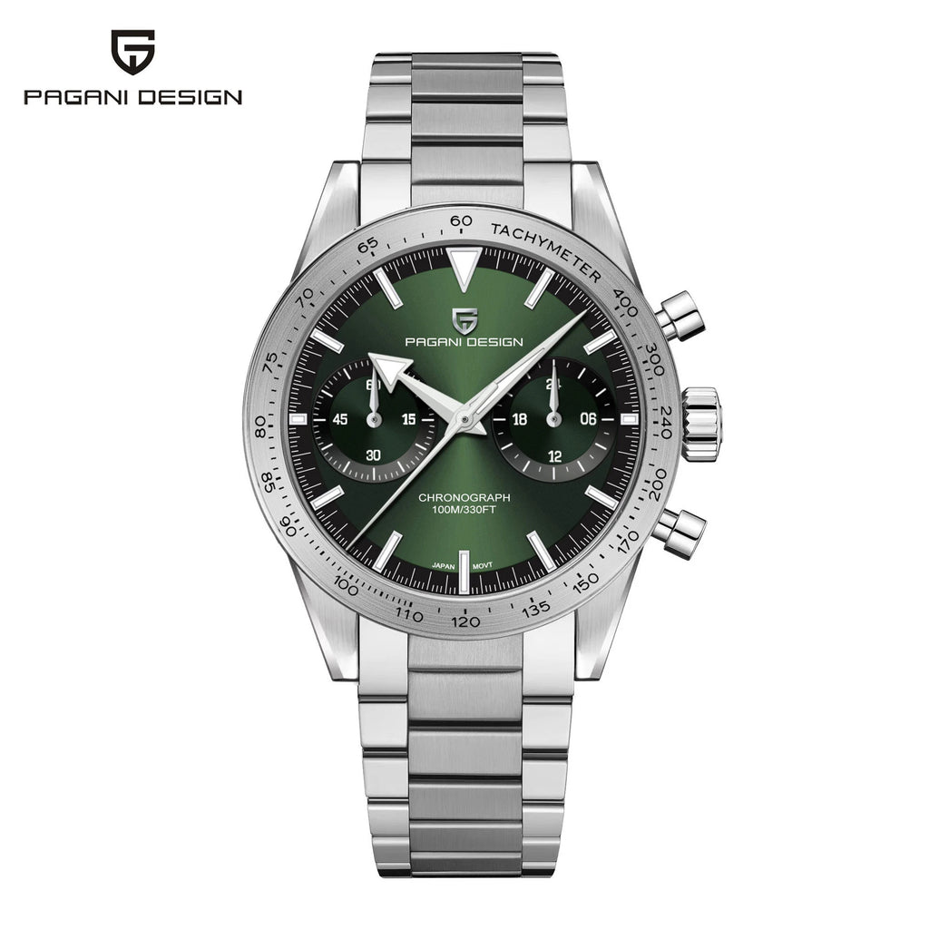 PAGANI DESIGN Retro Wide Arrow Watches Luxury Quartz Watch Men Sport Speed Chronograph Japan VK64 AR Sapphire glass 2024 New