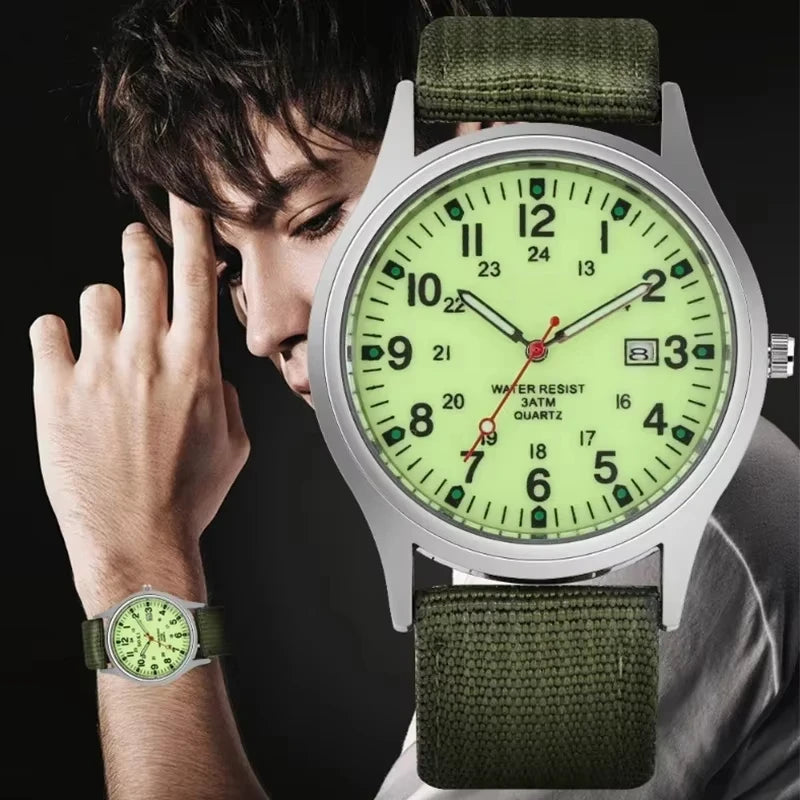 Mens Watches Luminous Hands Clock Luxury Military Sports Date Quartz Wristwatch Men Casual Nylon Watch Relogio Masculino