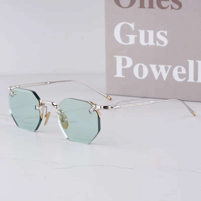 ELDORADO Light Luxury Sliver Boundless Sunglasses for Male Designer Hand Craft Top Quality Rimless Alloy Solar Glasses for Men