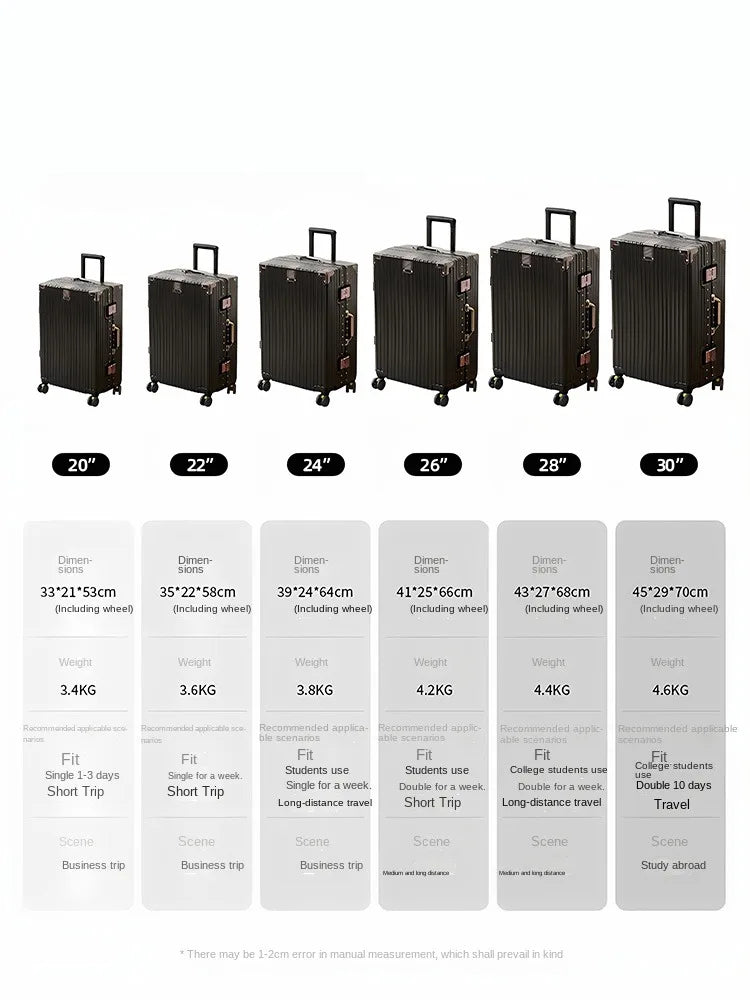 Suitcase Aluminum Frame 20 inch Carrier Trolley Case Removable Universal Wheels 22-30 inch Large Capacity Travel Suitcases