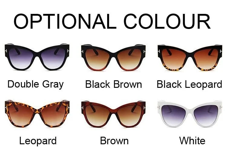 Women Sunglasses  New Fashion Brand Designer Cat Eye Female Gradient Points Sun Glasses Big UV400