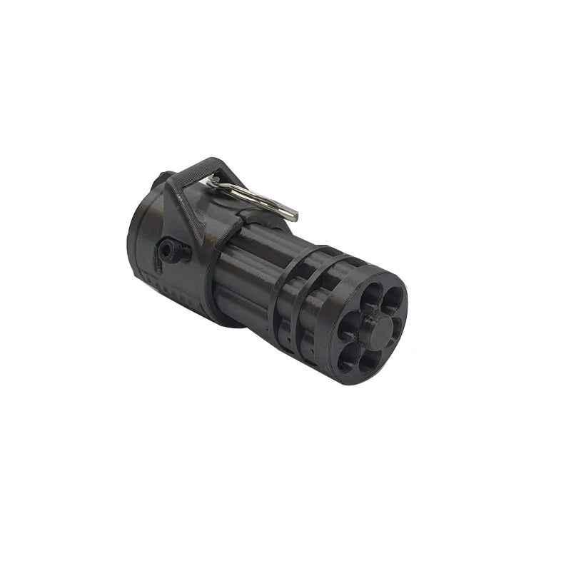 Functional Miniature Gatling Gun Keychain - BB Bullet Shooting, Plastic Material with Rotating Barrels