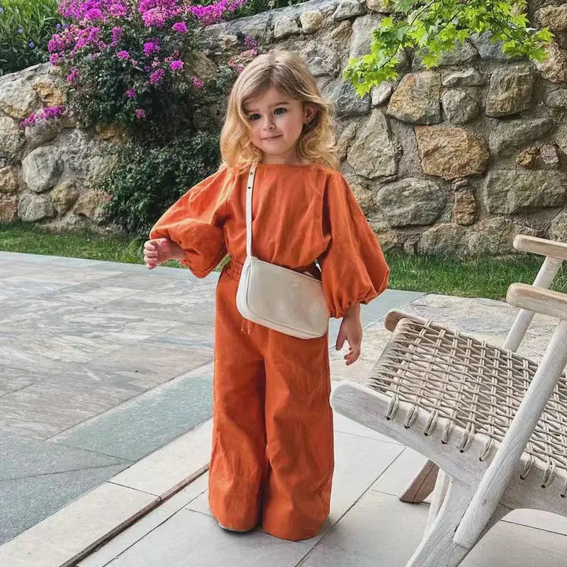 2025 Baby Girl Clothes Sets Autumn Long Sleeve Shirt Tops+ Loose Pants Fashion Children's Kids Girls Clothing Outfits 1-8Years