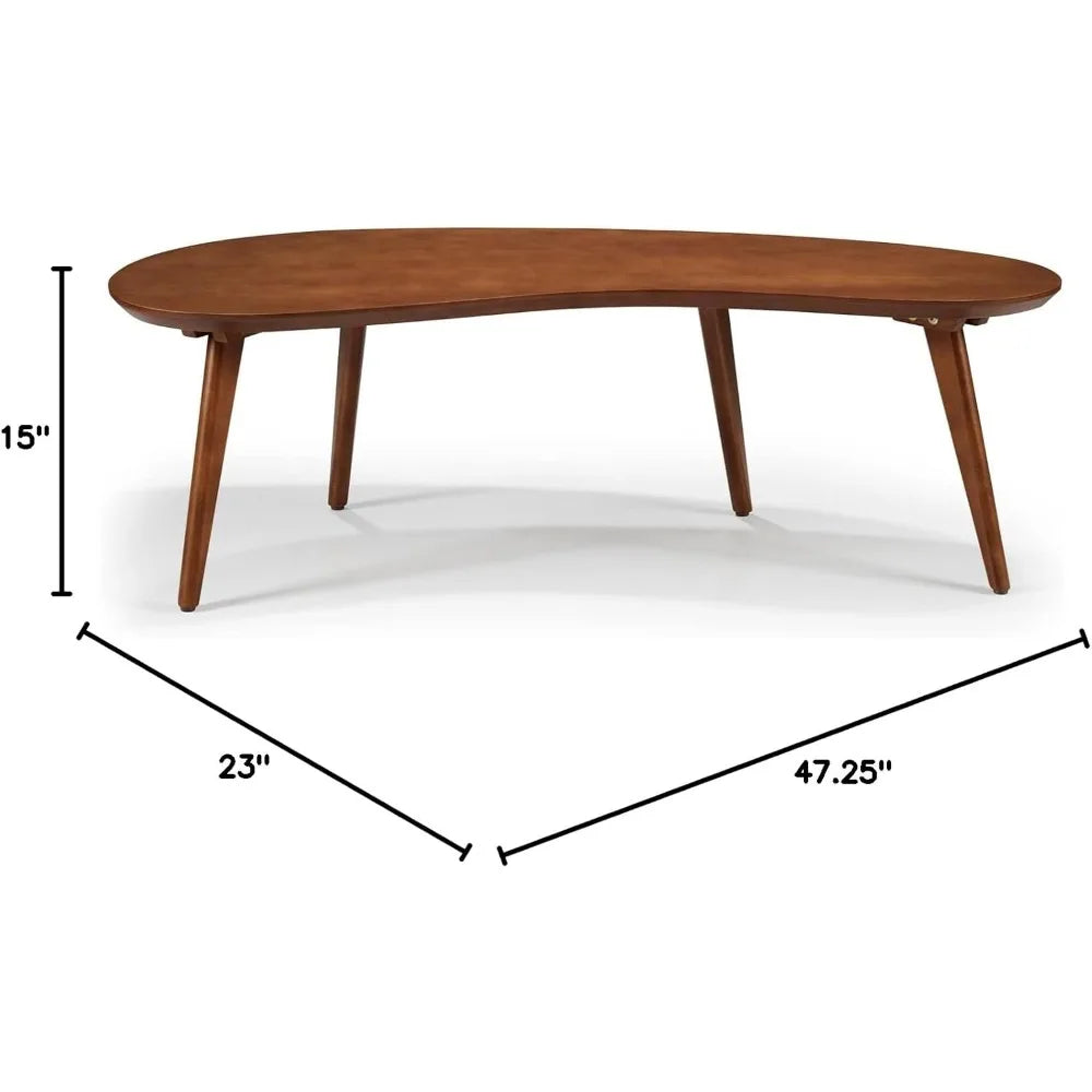 Mid Century Modern Abstract Shaped Coffee Table/Solid Wood/Castanho Finish