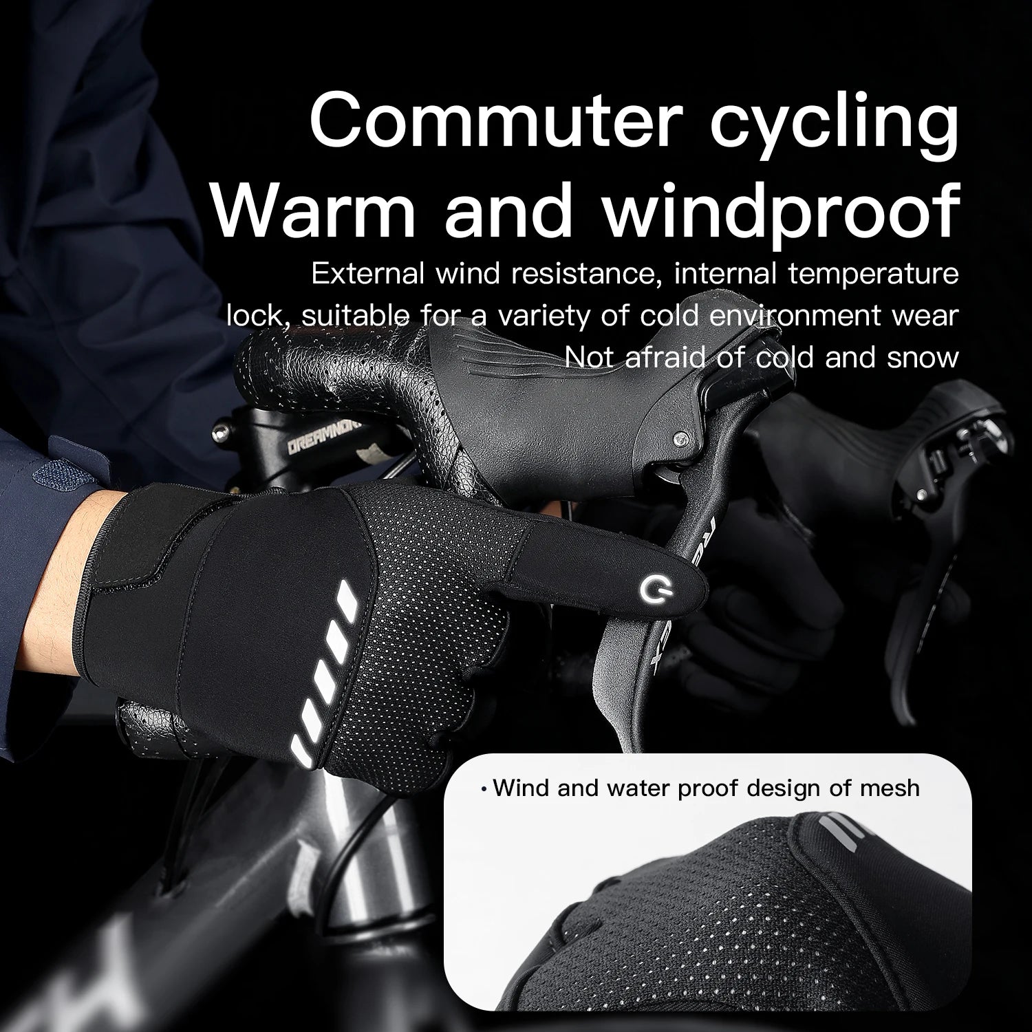 Autumn Winter Outdoor Cycling Gloves Gym Fitness Sports Running Warm Touch Screen Nonslip Gloves Motorcycle Gloves Men Black
