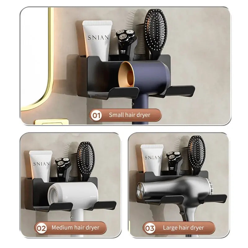 Bathroom hair dryer storage rack Multi functional storage rack Wall mounted non perforated hair dryer storage rack
