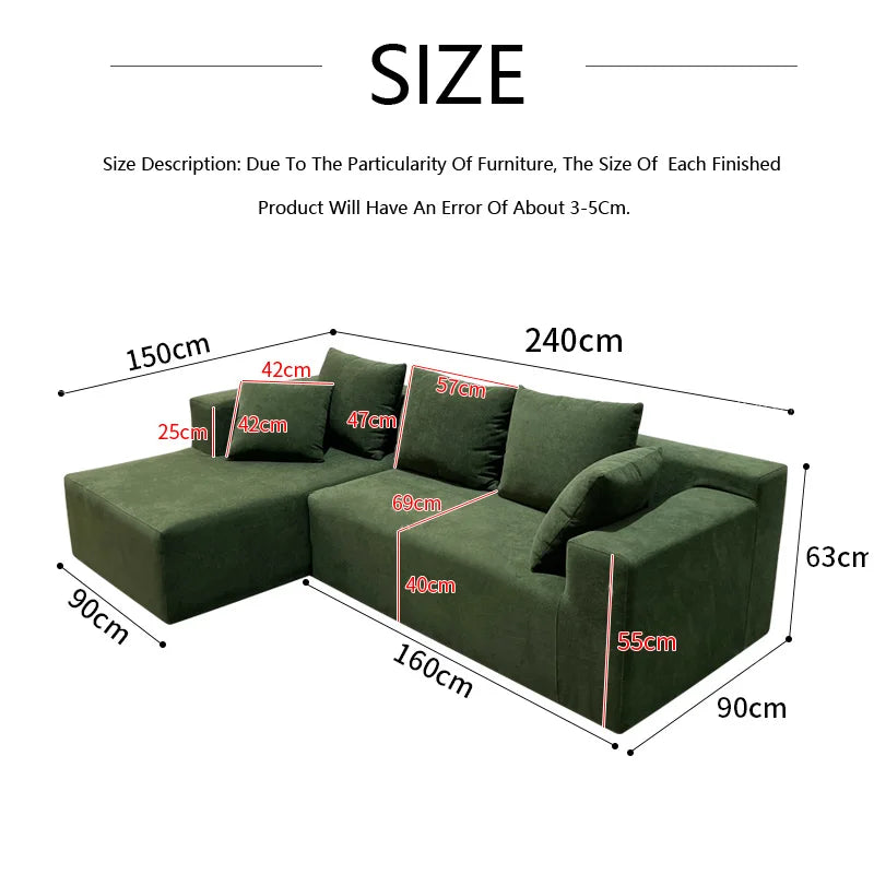 Modern Minimalist Fabric Sofa Living Room Modern Small House Apartment Square Sofa