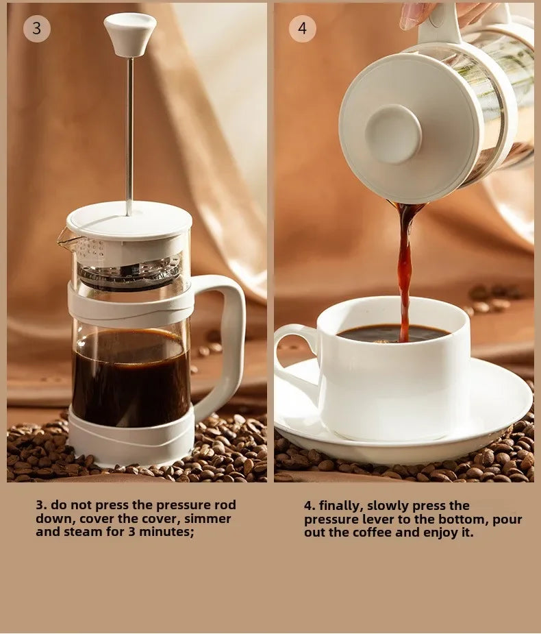 350/800/1000ml French Press Coffee Pot Multifunctional Home Hand Punch Pot Transparent Glass Coffee maker Coffee Accessories