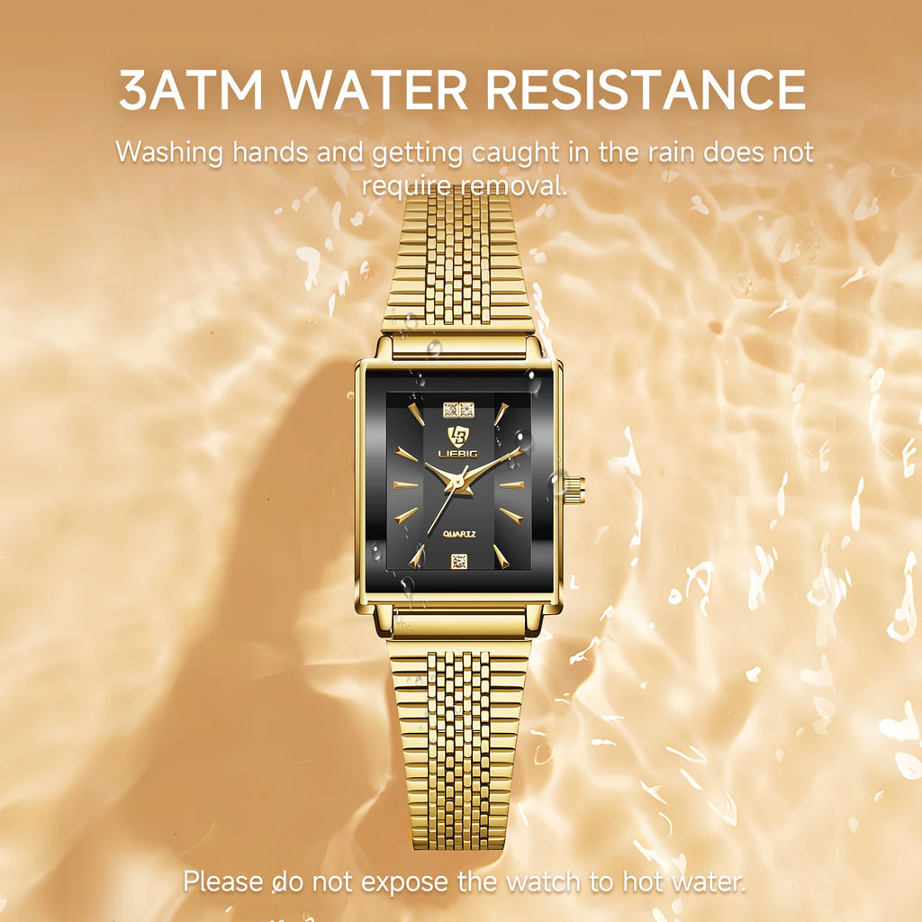 LIEBIG Elegant Quartz Wristwatches Simple Fashion Stainless Steel Strap Time Automatic Watches For Women Relogio Feminino