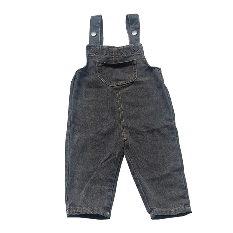 New Spring Kids Pants Baby Girls Overalls Boys Solid Denim Jumpsuits Children Trousers 0-5Y