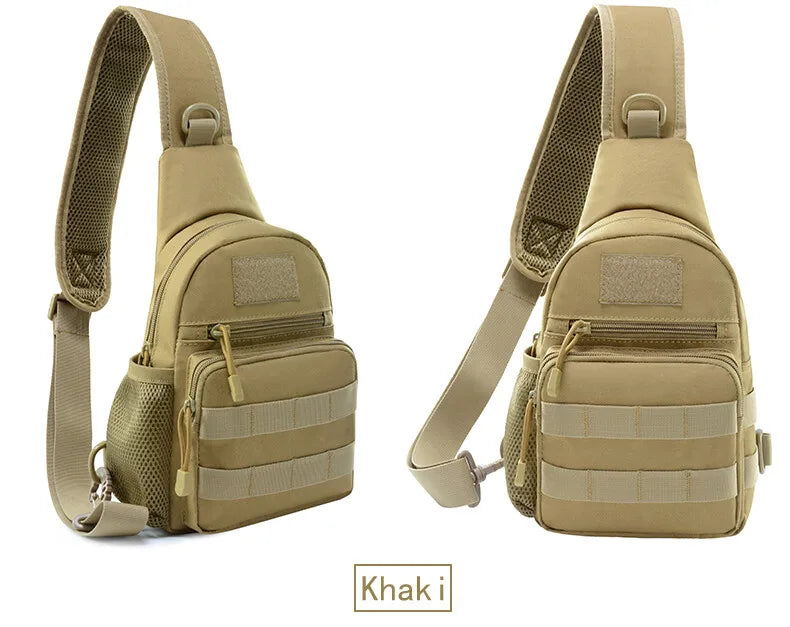 Tactical Sling Crossbody Backpack with Water Bottle Holder, MOLLE EDC Shoulder Sling Chest Bags for Travel Walk