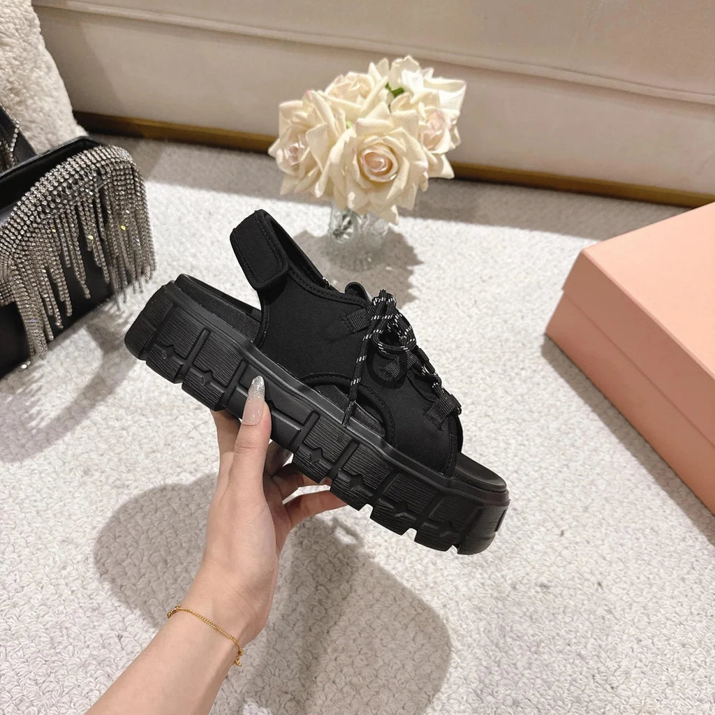 Shoes Women Size35-41 Genuine Leather Sandals Super High Heels Flat Platform Pumps Pleated Designer Shoes Zapatillas De Mujer