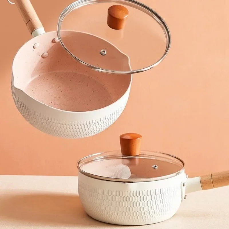 1pc Blue/Green/White Non Stick Pan Milk Pot Baby Food Pot Snow Pan Frying And Boiling Integrated Induction Cooker Gas Universal