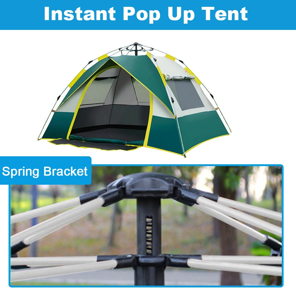 Outdoor Pop Up Tent Waterproof Portable Instant Automatic Camping Tent for 2-3/3-4 Person Family Tent Camping Backpacking 2024