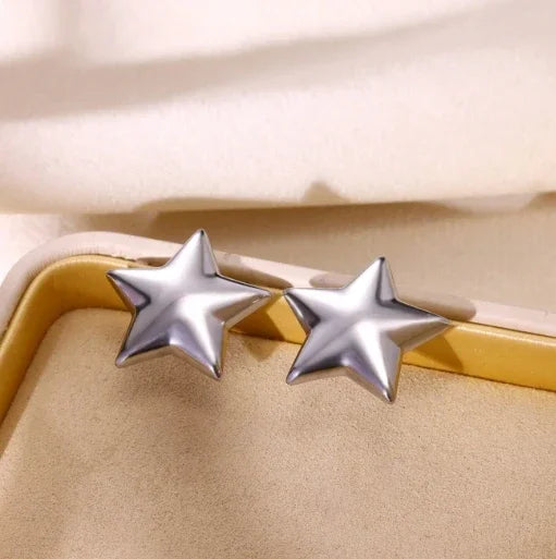 Stainless Steel Star Hoop Earings For Women 2024 Trend New In Luxury Gold Color Earrings Ear Jewelry Gift pendientes mujer