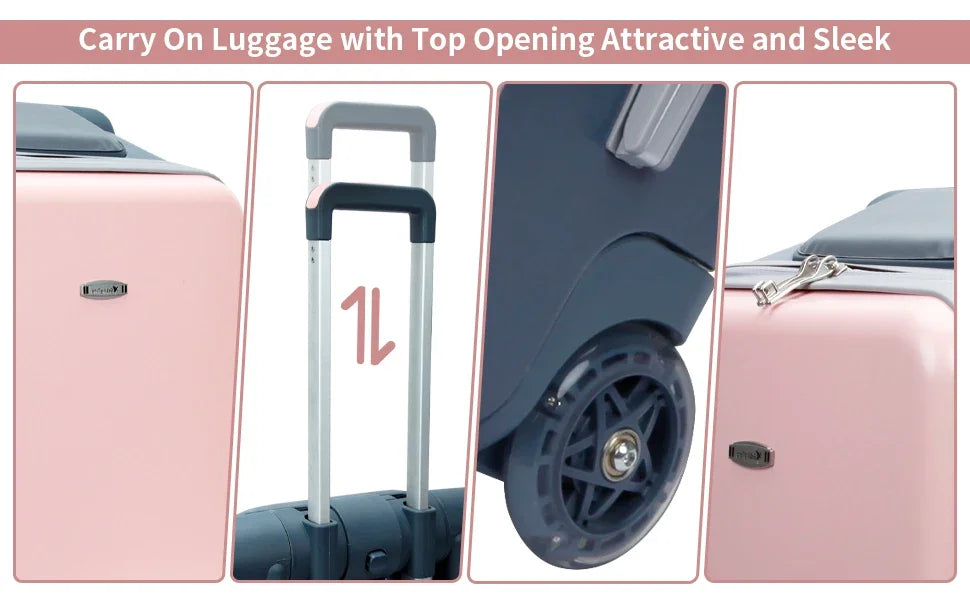 Kid Suitcase Luggage with Spinner Wheels,Large Suitcases with Child Seat Design,20 Inch Hardside Carry on Luggage for Travel