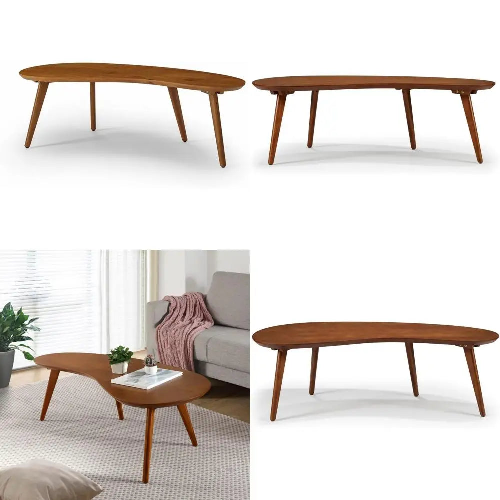 Mid Century Modern Abstract Shaped Coffee Table/Solid Wood/Castanho Finish