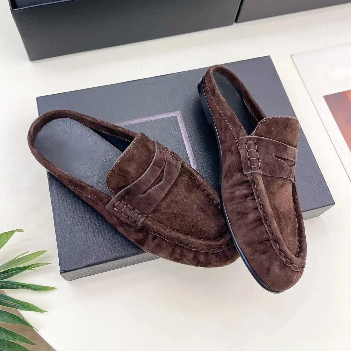 Genuine Leather Round-toes Mary Janes Slingback Gladiator Sandals Mules Loafers Female Slip-Ons Handmade Shoes Zapatos De Mujer