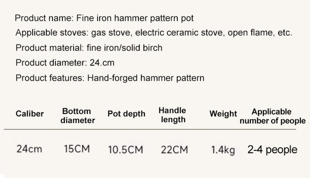 Big Belly Pot Household Hand Hammered Traditional Deepened Non-stick Iron Pot Multipurpose Uncoated Small Frying Pan with Lid