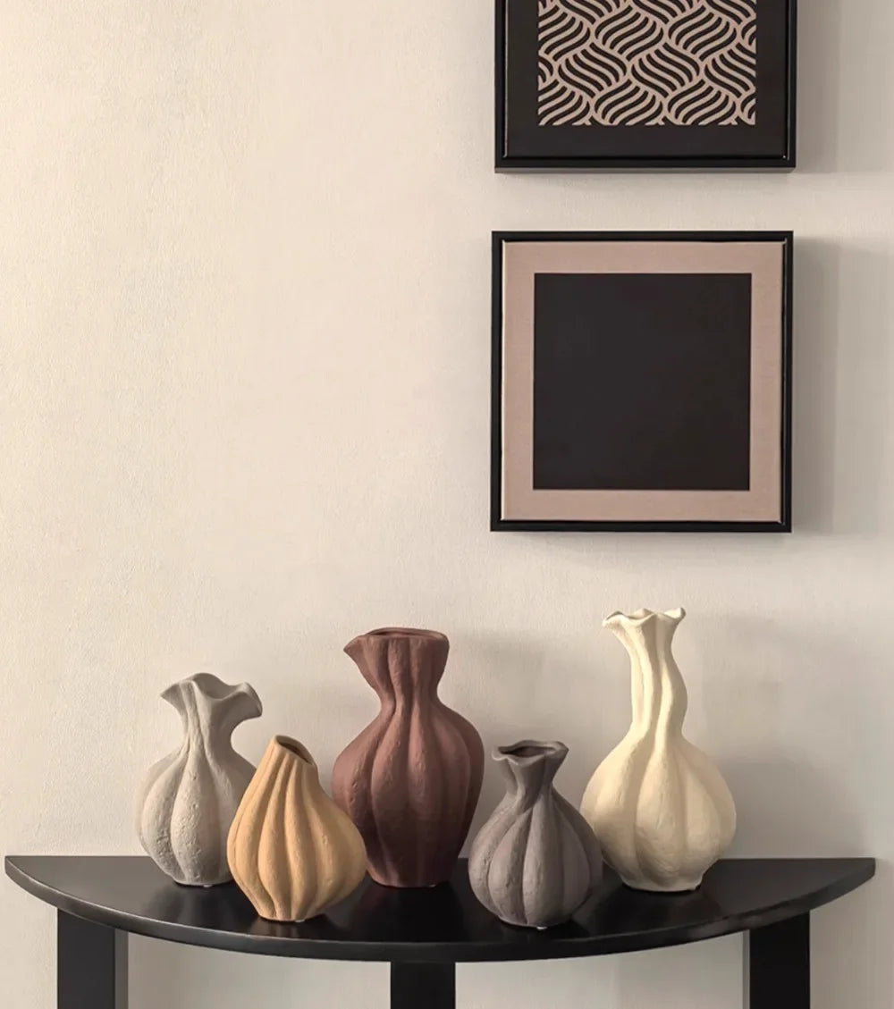 Livetai Wabi-Sabi Handmade Ceramic Vase, Organic Artistic Flower Pot for Living Room, Study & TV Console, Modern Boho Decor