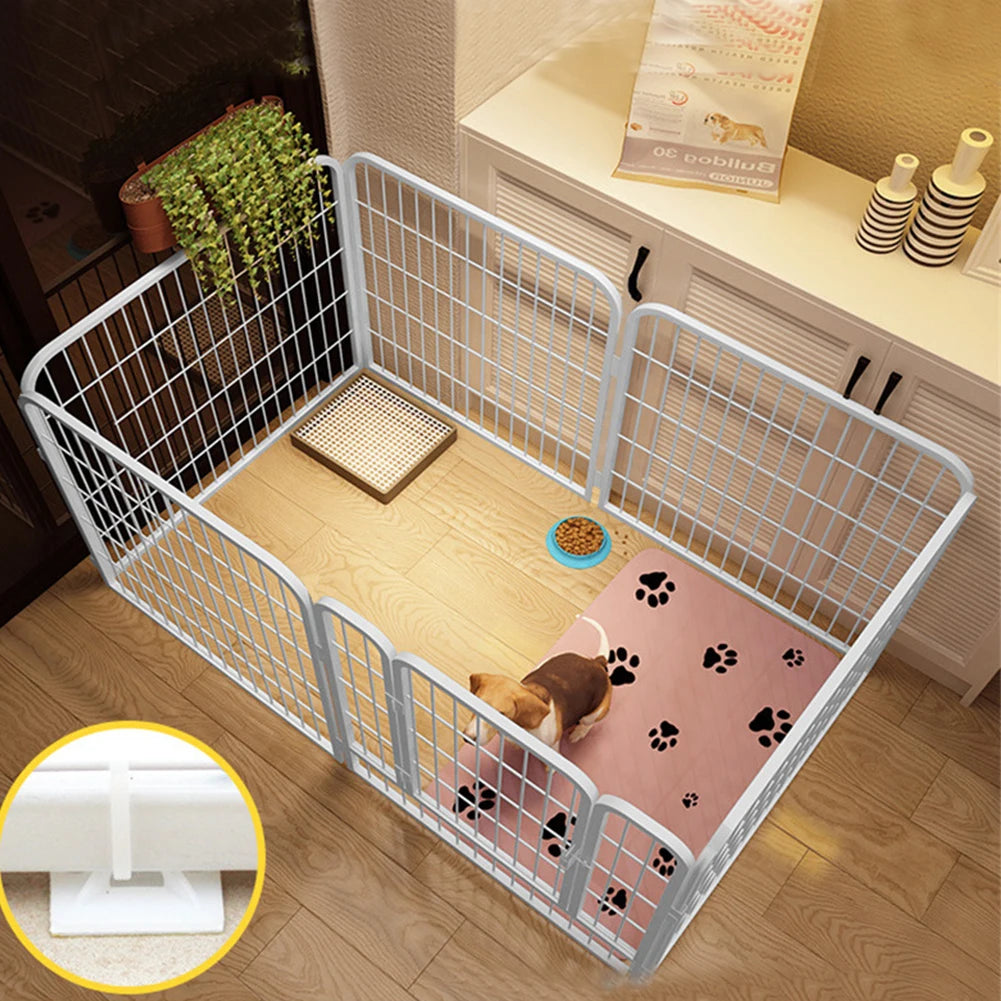 6 Panels Pet Playpen with Door Foldable Exercise Puppy Kennel Cage Heavy Duty Dog Exercise Fence for Dog Cat Rabbit Pet Exercise