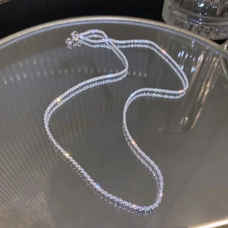 SOMILIA Fashion 18K Yellow Gold Necklace Authentic S925 Sterling Silver Sparkling Clavicle Sweater Chain High Jewelry For Woman