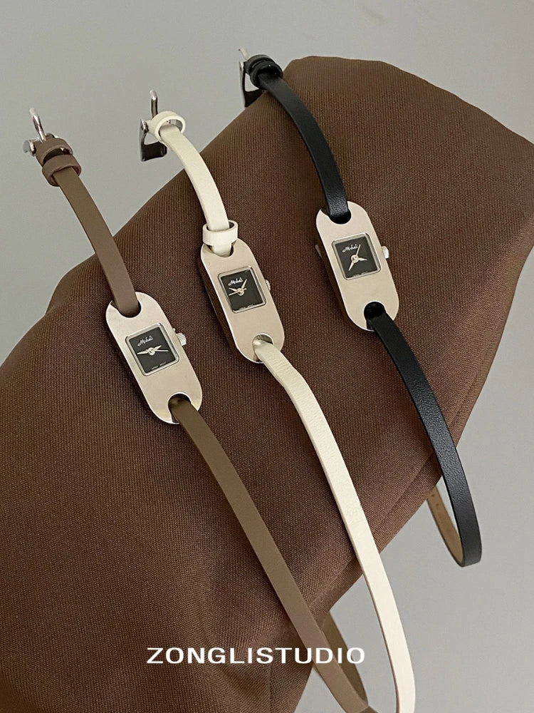 Watches for women twine long strap Watch women vintage leather thin strap waterproof quartz luxury women's watch reloj mujer