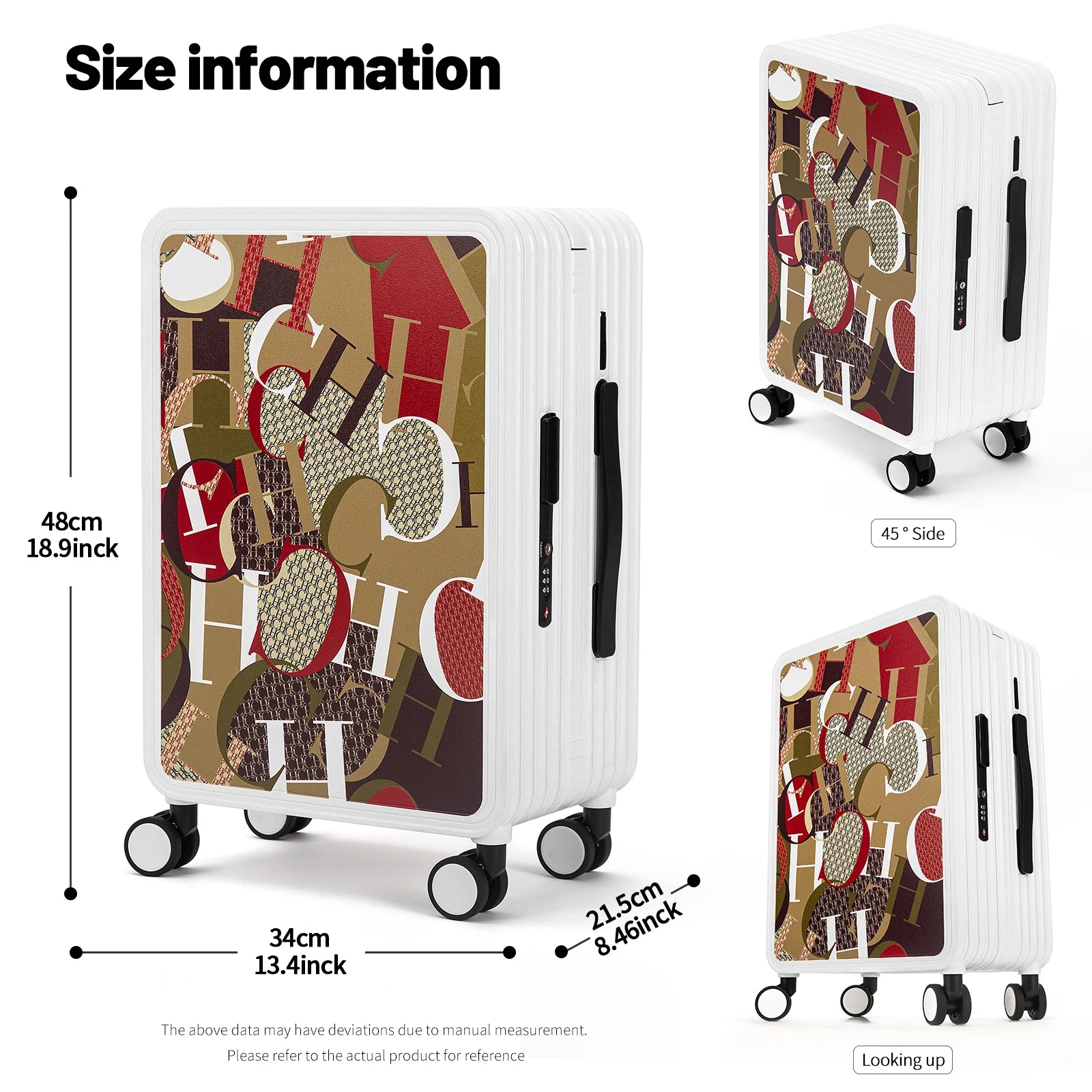 Classic Fashion Unisex New Roller Luggage Letter Design Large Capacity Business Travel Luggage