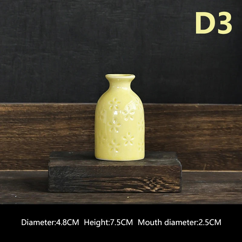 Ins Ceramics Flower Vase Nordic Hydroponics Vases Creative Room Decor Mini Flower Plant Bottle Pots Table Ornament Colorful Vase