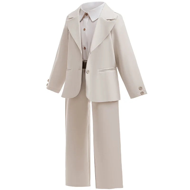 Baby Boy Formal Clothes Set White Gentleman Boys Jacket+Shirt+Pant 3PCS Infant Toddler Child Clothes Suit Baby Clothes 3-12Y