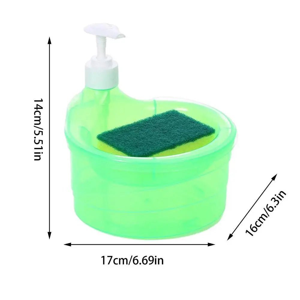 1000ml Soap Dispenser and Scrubber Holder Multi-functional Cafe Dishwashing Container Manual Sink Dish Washing Soap Dispenser