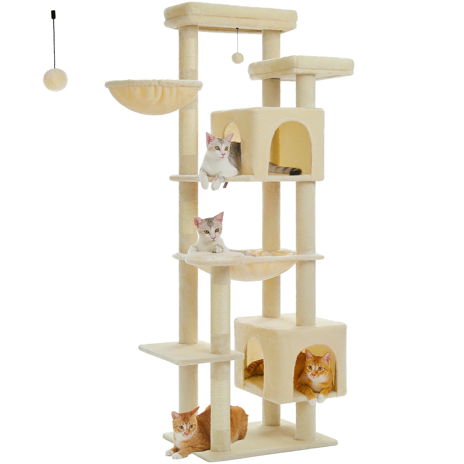 Large Cat Tree for Indoor Large Adult Cats, Multi-Level Cat Tower with Scratching Posts Super Large Hammock Cozy Condo Top Perch