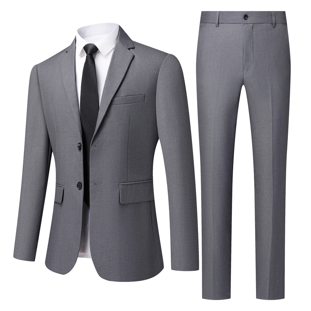 Men's White High-End Suit Two-Piece Suit Four Seasons Business Formal Wear Anti-Wrinkle Non-Stick Wool Suit Workplace Work Cloth