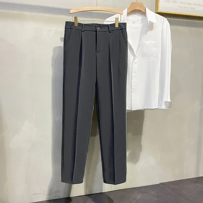 Dress Pants Men Korean Fashion Pleated Pants Chino Pants Men Clothing 2024 Lightweight Cool Trousers