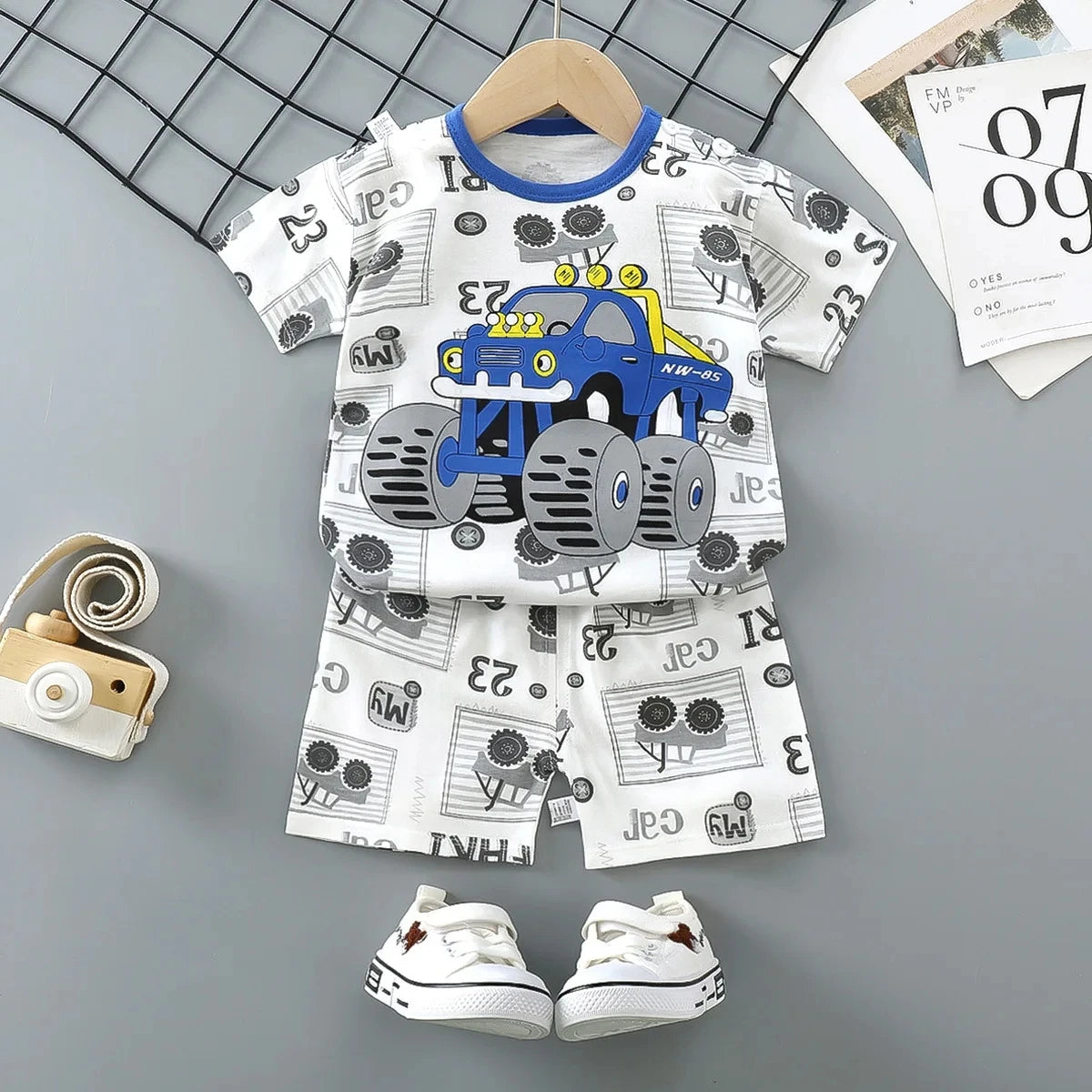 0-3year Old Baby boys Clothes set Outfits Summer Short Sleeved T-shirt Sets Toddler Costume Printed Cartoon Cute boys Suits