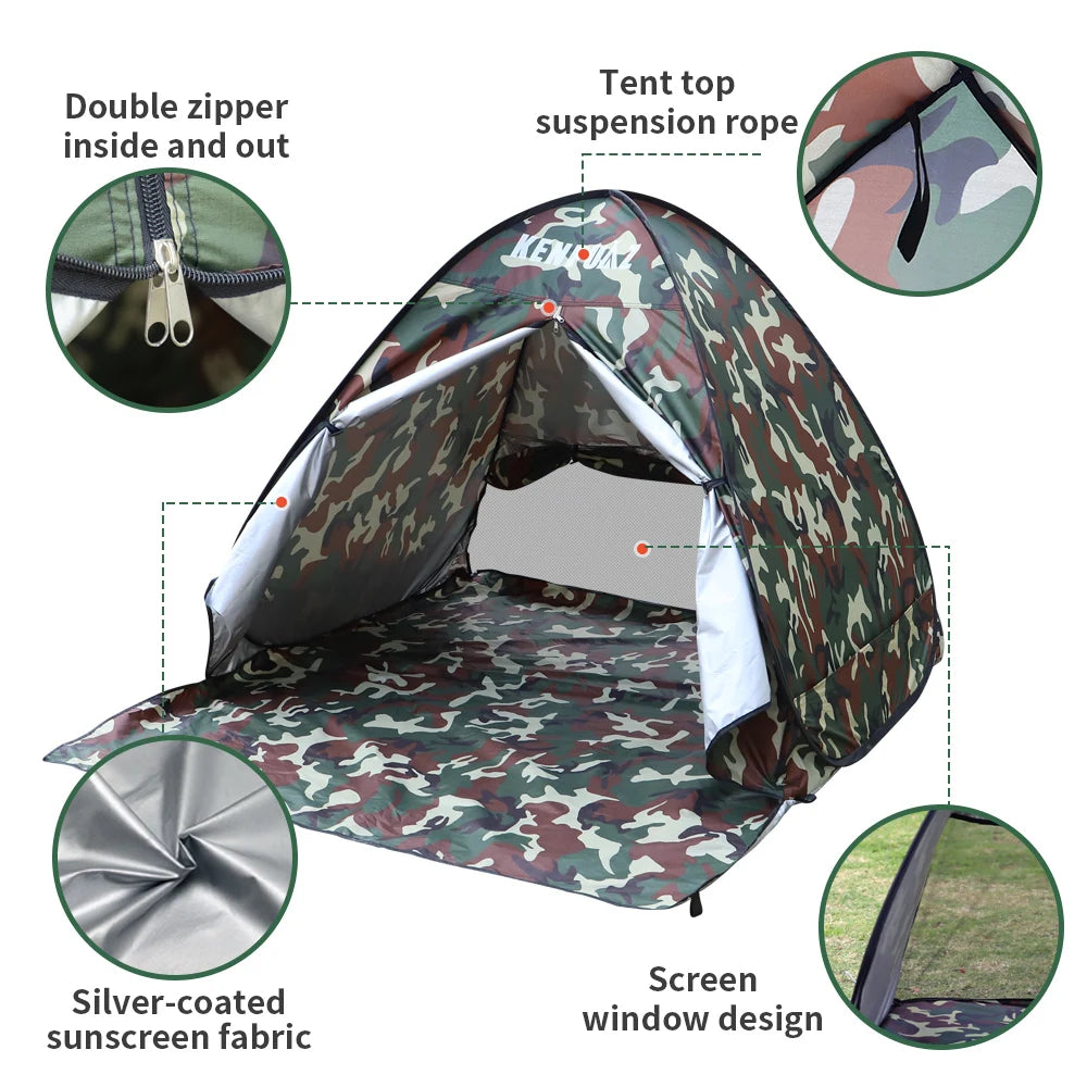Lightweight Beach Waterproof Family Tent  Outdoor Camping Picnic Kids Tents Ventilate Pop Up Open Portable For Baby Sun Shade