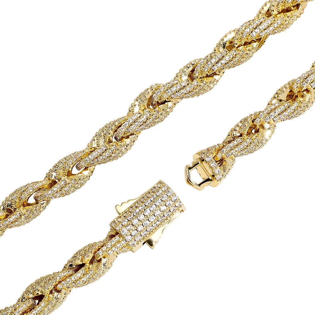 TOPGRILLZ 8mm Rope Chain Hip Hop Necklace Gold Silver Color Iced Out Micro Pave CZ Necklace Men Women Jewelry Gift