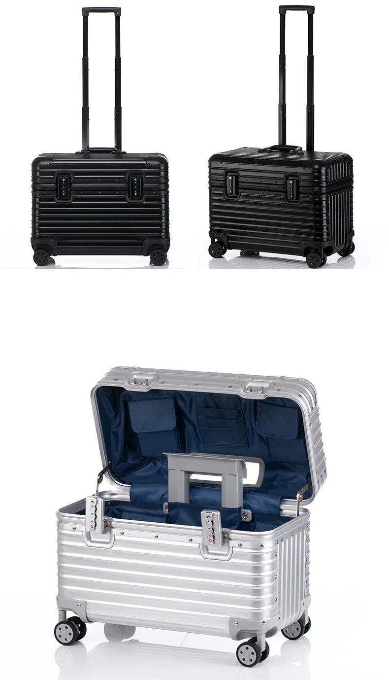 Bunnyfly 18/20-Inch Aluminum Alloy Magnesium Modern Carry-On Luggage Air Approval Aluminum Trolley Portable Cabin Size Suitcase