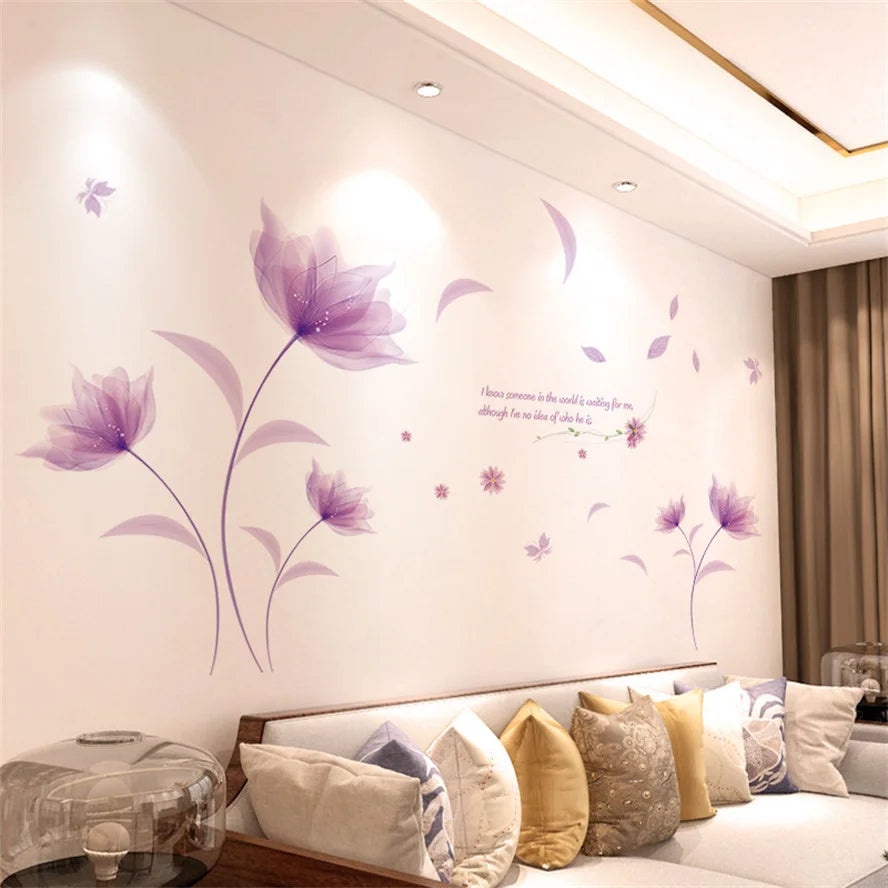 Living Room Flower Background Wall Stickers Bedroom Room Wall Decoration Stickers Wallpaper Self-adhesive Stickers Home Decor